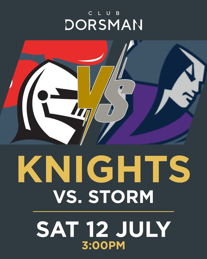Featured image for “Live NRL Game: Knights vs. Storm at Club Dorsman”