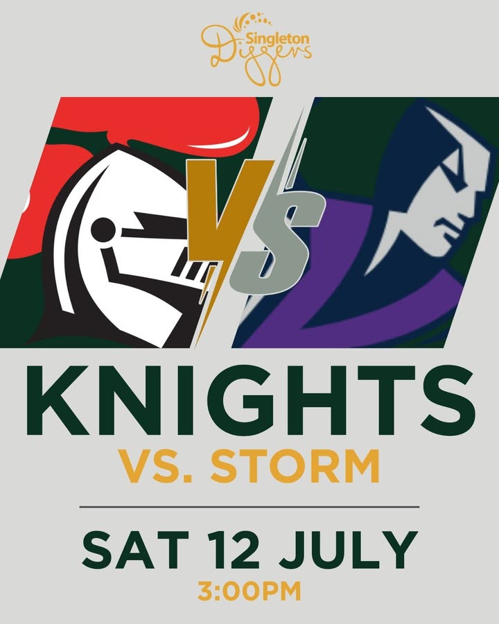 Featured image for “Knights vs Storm LIVE at Singleton Diggers: Saturday Night Footy Extravaganza”