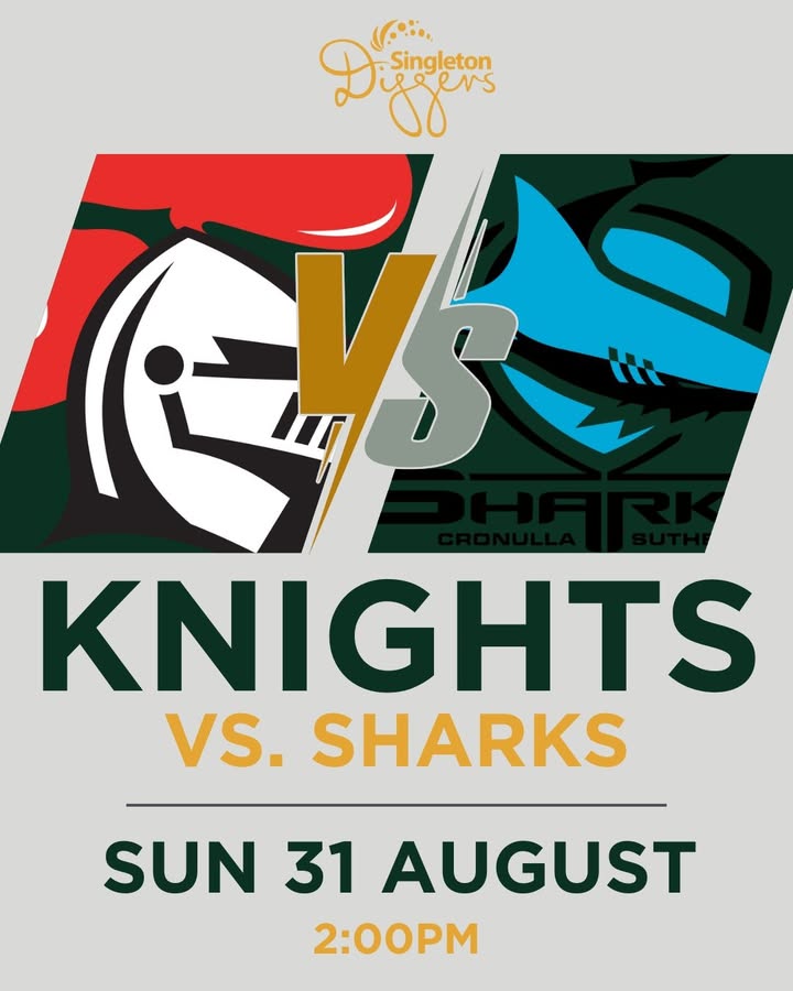 Featured image for “Sharks vs Knights: NRL Showdown at Singleton Diggers This Sunday”