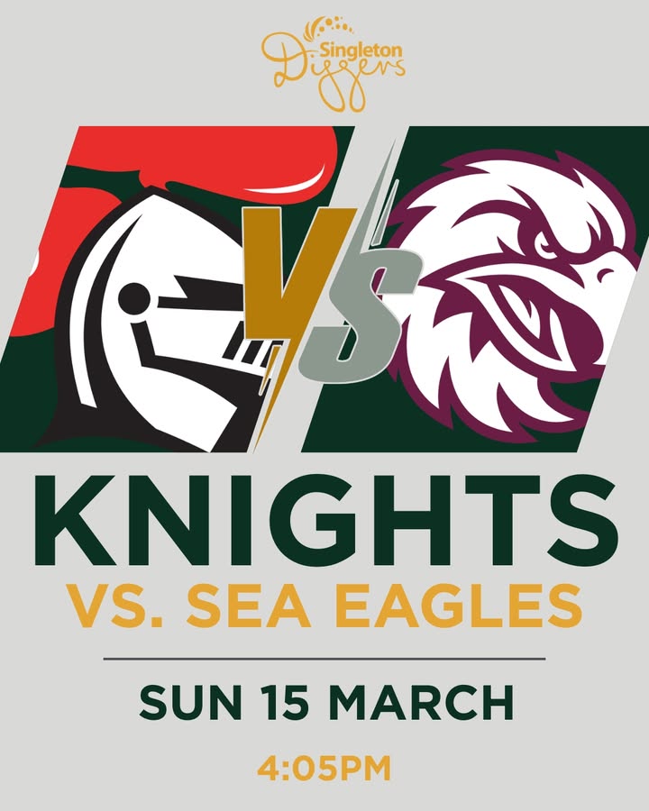 Featured image for “Knights vs Sea Eagles This Sunday at Singleton Diggers”
