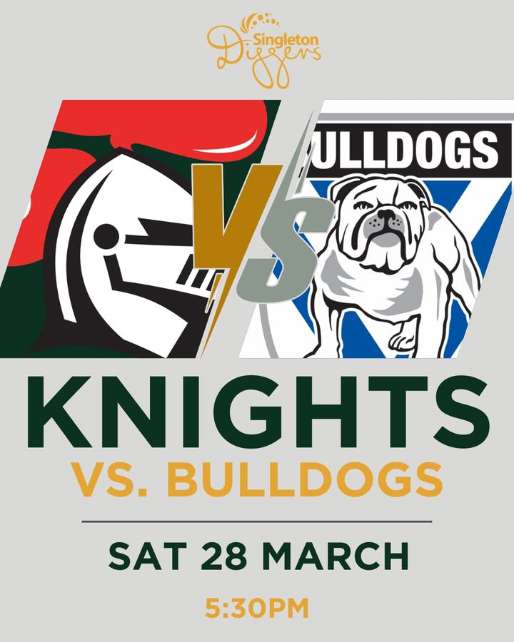 Featured image for “Knights vs Bulldogs Live at Singleton Diggers This Saturday”