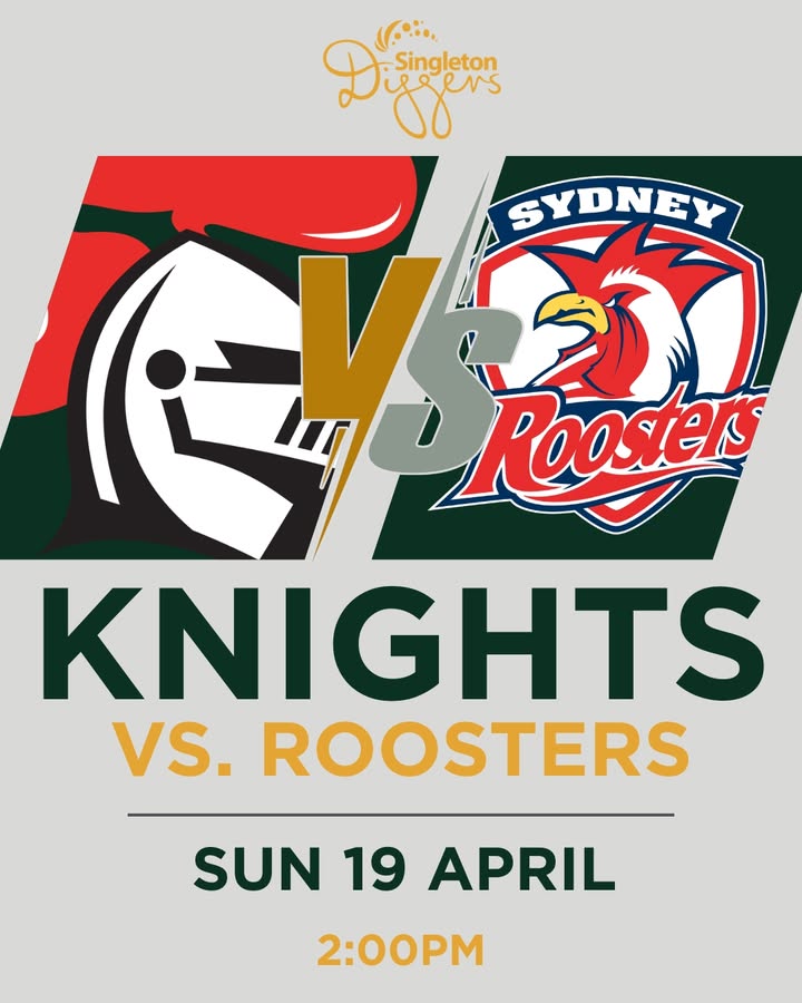 Featured image for “Watch Knights vs Roosters Live at Singleton Diggers”