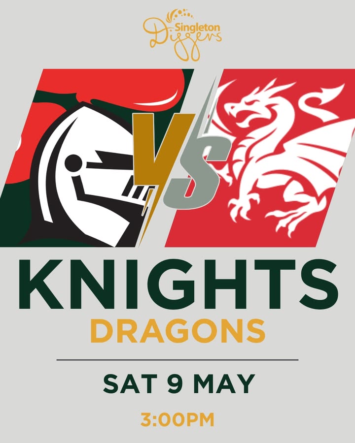 Featured image for “Watch Knights vs Dragons Live at Singleton Diggers This Saturday”