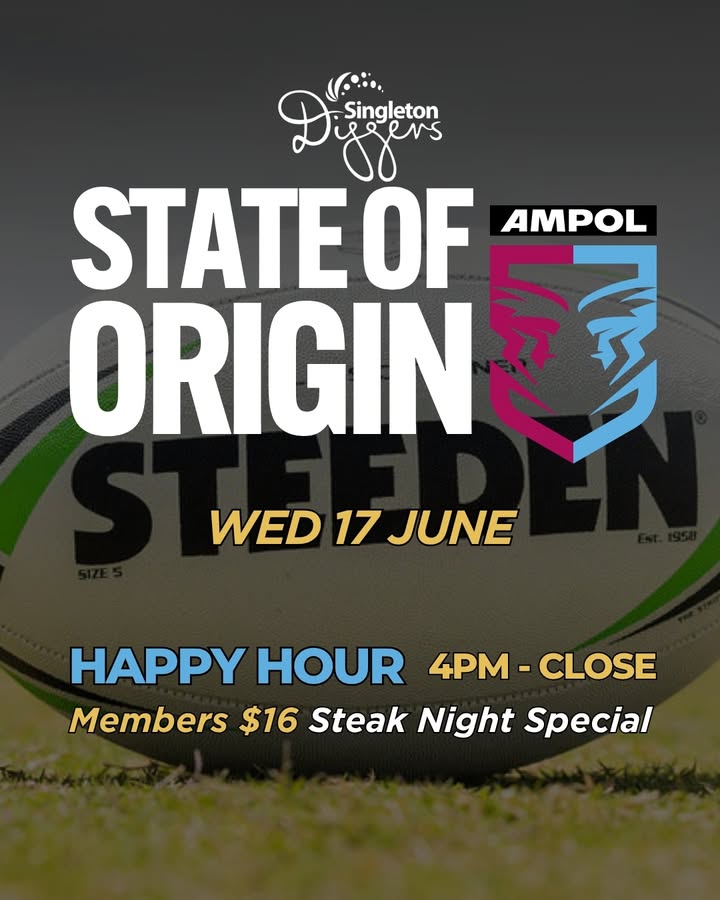 Featured image for “State of Origin Game 2 at Singleton Diggers – Wed 17 June”