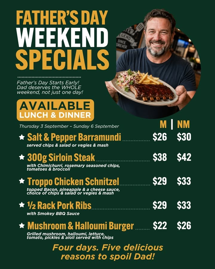Featured image for “Father’s Day Weekend Specials at Singleton Diggers”