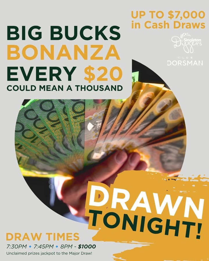Featured image for “Big Bucks Bonanza Tonight at Singleton Diggers”